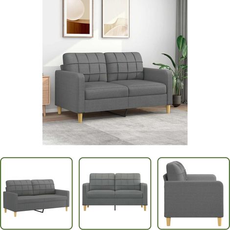 Stoffsofa - 2-Sitzer-Sofa Dunkelgrau 140 cm Stoff (1/5)