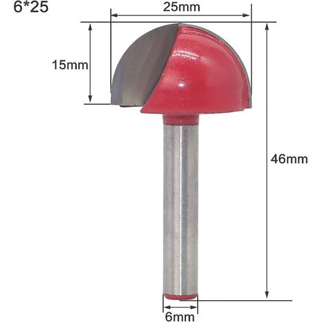 6-mm-Schaft-Holzfräser, Nutfräser, runder Holzbearbeitungsfräser (6 x 25 mm)