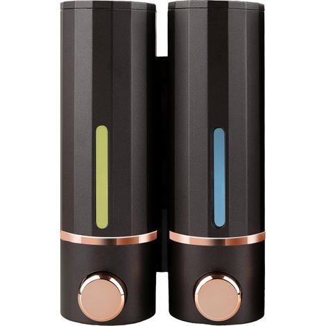 2 dispensadores negros de 420 ml para montaje en pared, para jabón de manos/gel de ducha/detergente, para uso doméstico/hotelero. (1/5)