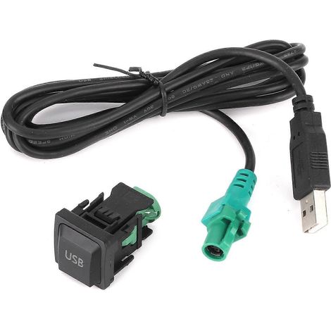 Adaptateur de câble USB stéréo avec bouton-poussoir pour lecteur CD/radio, câble de connexion universel 12 V CC (1/4)