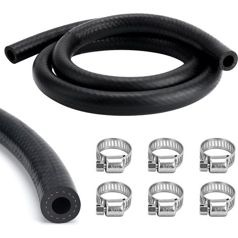 Tuyau D’Essence, 1m ø4mm Kit Conduite De Carburant, Tuyau De Carburant En Caoutchouc, Durite Essence NBR Avec Colliers De Serrage pour Tondeuse à Gazon, Voiture, Moto, Tracteur, Petit Moteur (4mm) (1/5)
