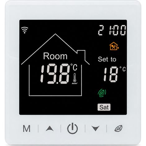 Thermostat intelligent Wi-Fi M2 blanc pour chauffage électrique au sol, 16 A, contrôle à distance par téléphone, garantie 2 ans (1/5)