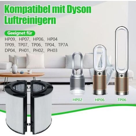 Filtre HEPA 2 en 1 et filtre à charbon actif compatible avec le purificateur d'air Dyson DP04 HP04 HP06 HP07 HP09 PH01 PH02 PH03 TP04 TP06 TP07 TP09, filtre de remplacement en verre 3 (1/4)