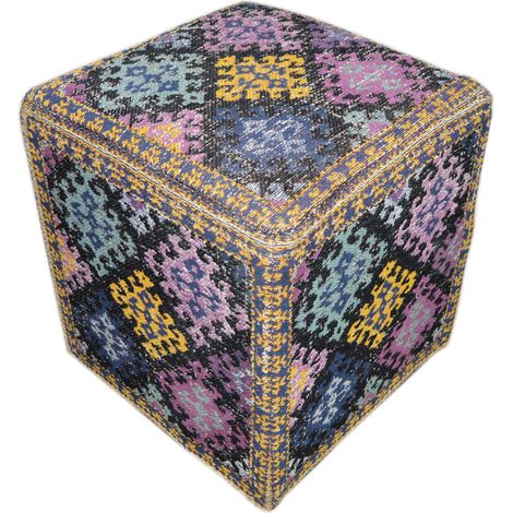 Pouf contenitore Solitaire in cotone multicolore (1/3)