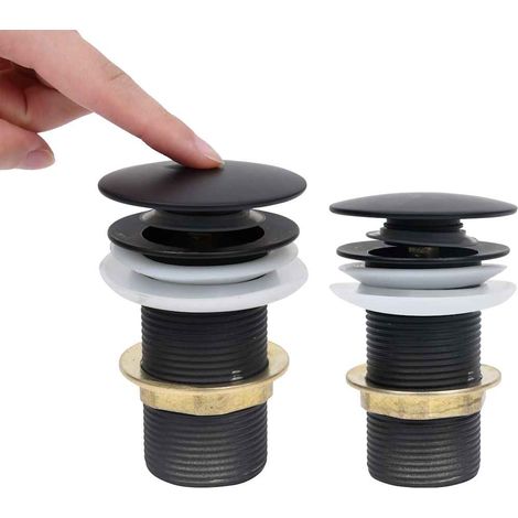 vidaXL Desagüe empuje sin función desbordamiento negro 6,4x6,4x9,1 cm (1/2)