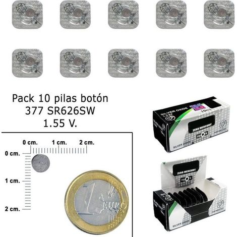 Pile Bouton Oxyde d'Argent 377/SR626SW (Boîte de 10 Piles) (1/5)