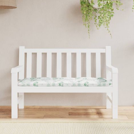 Coussin de banc de jardin motif de feuilles 120x50x7 cm tissu (1/5)