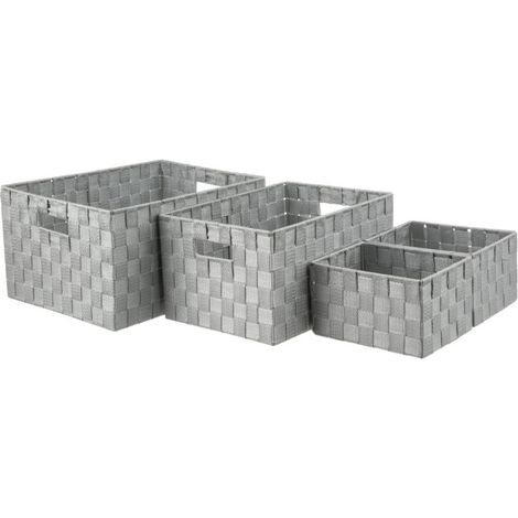 Lot de 4 Paniers de Rangement "Déco" 38cm Gris (1/2)