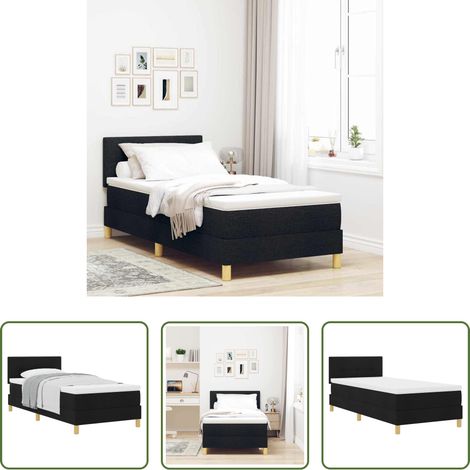 Matelas en mousse - Lit à ressorts avec matelas Noir 80 x 200 cm tissu (1/5)