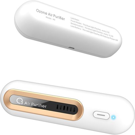 Mini désodorisant et purificateur d'air pour réfrigérateur, rechargeable par USB, à l'ozone, idéal pour réfrigérateur, voiture, placard à chaussures et armoire. (1/5)