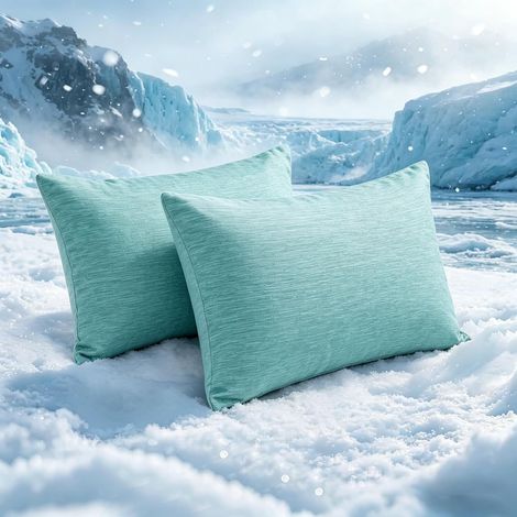 Taie d'oreiller Rafraichissante Lot de 2 51  66cm,  Refroidissement Respirante et Douce Housse de Coussin avec Fermeture Éclair Cachée, Vert