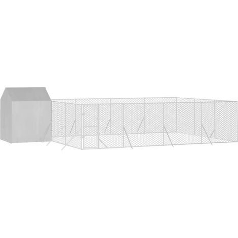 vidaXL Chenil d'extérieur pour chiens avec toit argenté 10x6x2,5 m