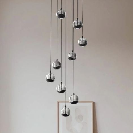 [GEBRAUCHT] B-Ware Lucande Pendelleuchte Hängelampe Led Schwarz Glas Metall Transparent Getönt671