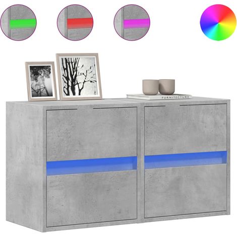 Maison Exclusive - TV-Wandschränke LED-Beleuchtung 2 Stk. Betongr