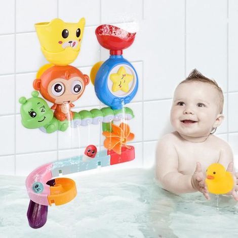 Jouet de Bain Cascade Interactif,Baignoire Jeu de Piscine Jouets d'eau de Singe Douche Jouets bathly Jouet avec Tasse Enfants Cadeau (1/4)
