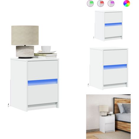 Armoire de chevet avec lumières LED blanc bois d'ingénierie - Table De Chevet - Tables De Chevet -table D'appoint - Table De Nuit (1/5)