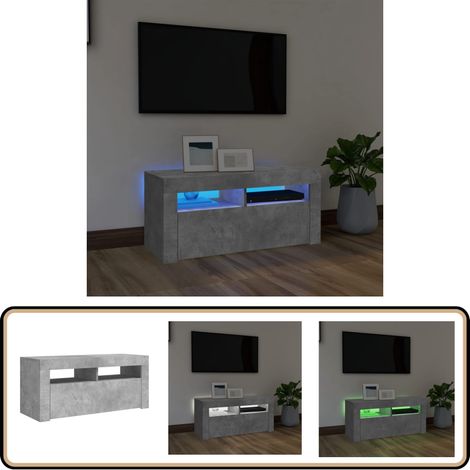 Meuble TV avec lumières LED gris béton 90x35x40 cm - Meuble Tv - Meuble Téléviseur - Armoire Tv - Télévision Led - Éclairage Led