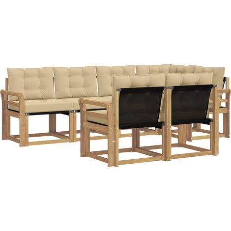Conjunto de sofás de exterior 7 uds. 7 plaza y Beige vidaXL (1/5)