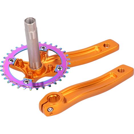Remontage de pédalier gauche/droite pour VTT sans boîtier de pédalier, pédalier monovitesse 34 dents, doré (1/5)