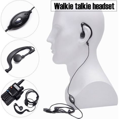 Walkie-Talkie-Headset, schwarzes Walkie-Talkie-Ohrhörer (1/4)
