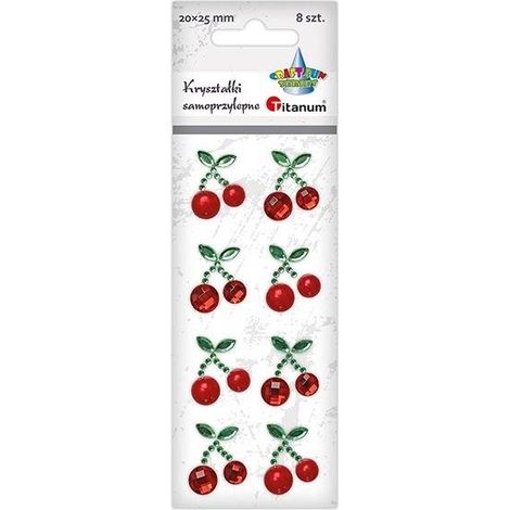 Cristaux autocollants, cerises, 8 pièces.