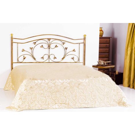 Testata Letto matrimoniale in Ferro Battuto Foglie Colori Ferro: Alluminio (1/2)