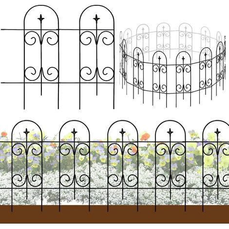 Bordure de clôture de jardin décorative en métal 82 cm x 6,1 m - Panneaux de clôture en fer forgé antirouille pour parterres de fleurs, arbres, barrière d'animaux (1/5)