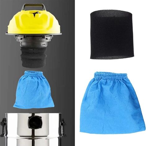 Sacs filtrants en textile pour aspirateur Karcher MV1/WD1/WD2/WD3, sac de collecte, filtre en mousse pour aspiration humide et sèche, sac de remplacement pour pièces d'aspirateur Karcher. (1/4)