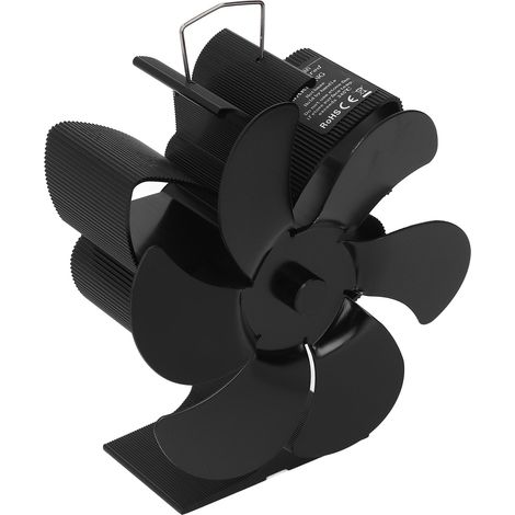 Ventilateur de poêle à 6 pales, auto-démarrage, résistant aux hautes températures et écoénergétique, alimenté par la chaleur, pour la maison, noir, diamètre 152 mm (1/5)