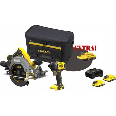 Kit Avvitatore ad impulsi a batteria 18V V20 SFMCF810B + Sega circolare a batteria 18V Brushless V20 SFMCS550B + Set energia + EXTRA OMAGGI FATMAXB. STANLEYB.