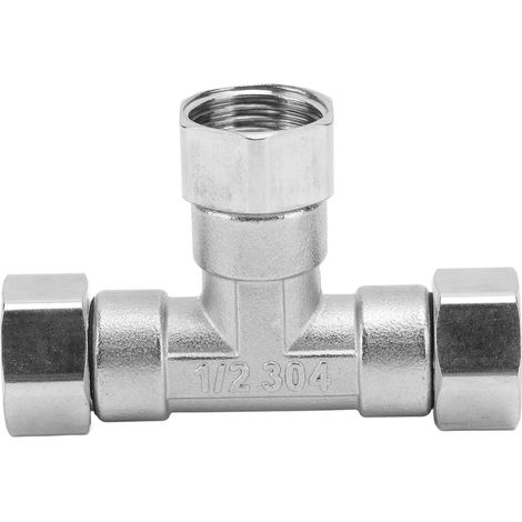 3-Wege-T-Stück aus Edelstahl 304, G1/2-Schlauchadapter für Wasser und Luft, Innengewinde (1/5)