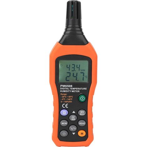 Humidité et Thermomètre, Indicateur de Température et d'humidité Numérique avec Hygromètre pour Point de Rosée et Température de Bulbe Humide - Capacité de Stockage de 99 Enregistrements (1/5)