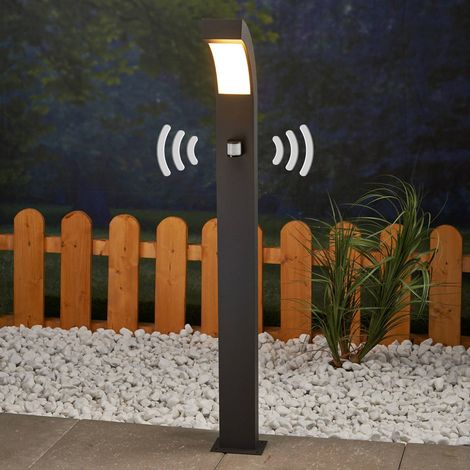 Outdoor lights with Sensor 'Lennik' with motion detector (modern) in Black made of Aluminium (1 light source,) from Lucande garden light, path light, bollard light, path lamp, pillar light (1/5)