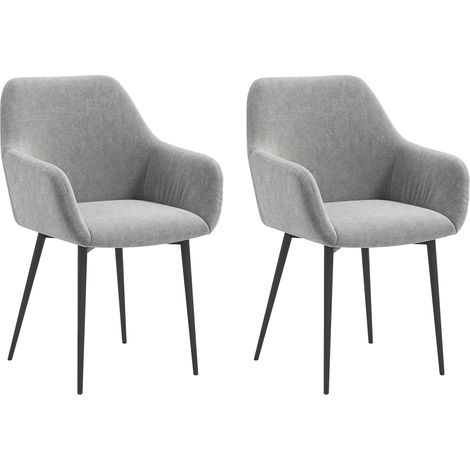 Set 2 Sedie Imbottite Stile Nordico 54x57x80 cm Tessuto Effetto Velluto Grigio Scuro (1/5)