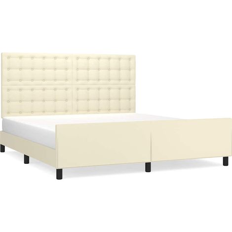 Maison Exclusive - Cadre de lit avec tête de lit Crème 160x200 cm Similicuir (1/5)