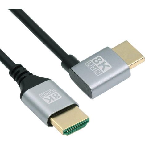 Câble HDMI 2.1 HDMI Type A mâle vers mâle 8K 4K HDTV Câble d'extension coudé à 90 degrés vers la gauche 0,5M (1/5)