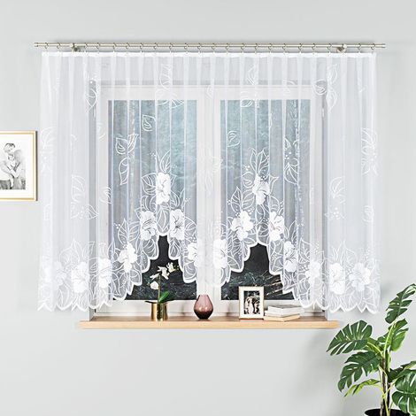 GRACJANA - Tenda jacquard pronta all'uso con taglio in basso - 400x160 cm - bianco (1/5)