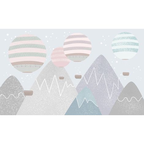 Papier peint panoramique Enfants - Montgolfières - 130 cm x 78 cm (1/2)
