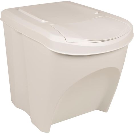 vidaXL Poubelles à ordures empilables 3 pcs Blanc 75 L Polypropylène (1/5)