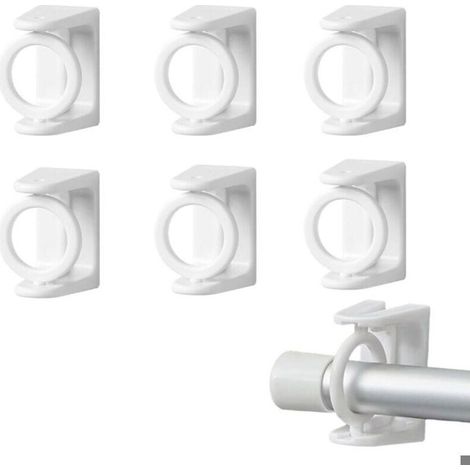 Support tringle rideaux sans perçage - PZCC - 6 pièces - Plastique PP - 3x4x5 cm - Supporte 4 kg (1/4)