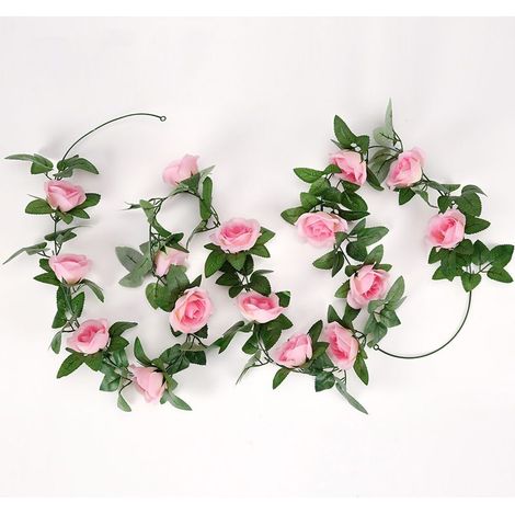 Liane de roses artificielles de 2,40 m (7,87 pi) rose foncé, idéale pour les mariages et les fêtes.