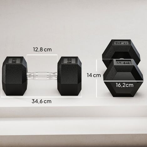 Set manubri 35 kg, esagonali, impugnatura antiscivolo, nero HAVRYA (1/4)