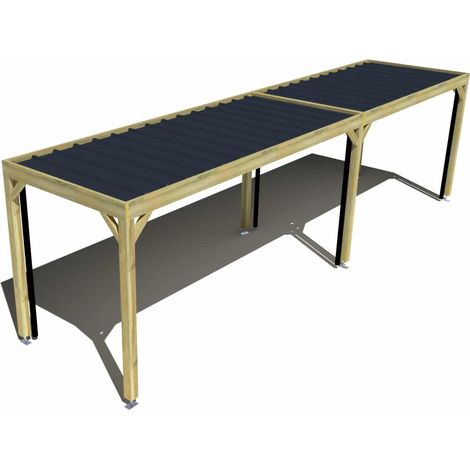 Carport bois • 9m x 2m • indépendante • sens largeur • livraison comprise (1/3)
