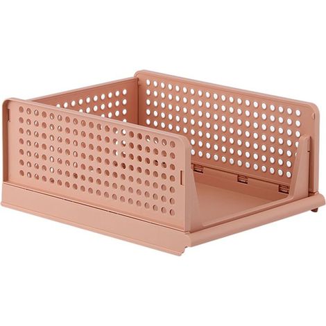 Stapelbarer Aufbewahrungskorb – Ohne Marke – Große offene Schublade – Kunststoff – 43 x 33,5 x 18,5 cm – Rosa