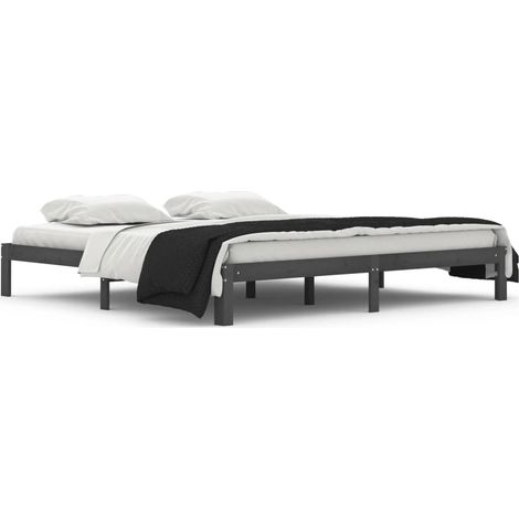 Maison Exclusive - Massivholzbett Grau Kiefer 200x200 cm