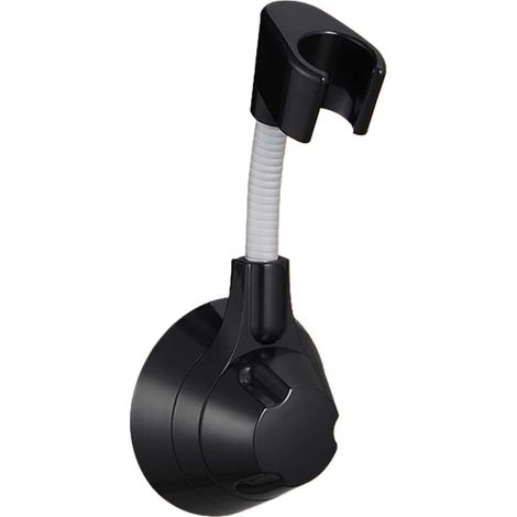 Soporte de pared para cabezal de ducha, ajustable 360°, no requiere taladrar, apto para barras de ducha de mano, color negro. (1/3)