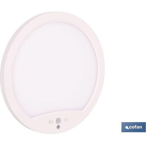 Downlight de superficie blanco con sensor de presencia y crepuscular 18 W Ø230 mm