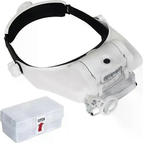 LED-Stirnbandlupe 15x, 2x, 25x, 3x, 35x, 8x Vergrößerungsgläser, Freihändige Lupe für Schmuck, Uhren und Elektronikreparaturen – JXLGV (1/4)