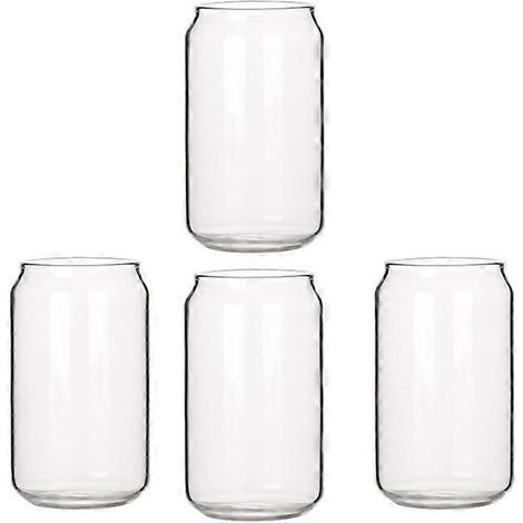 Ensemble de 4 verres en forme de canette, 400 ml chacun, pour l'eau, le lait, le jus, la bière, les milkshakes, les desserts et le cola. (1/5)