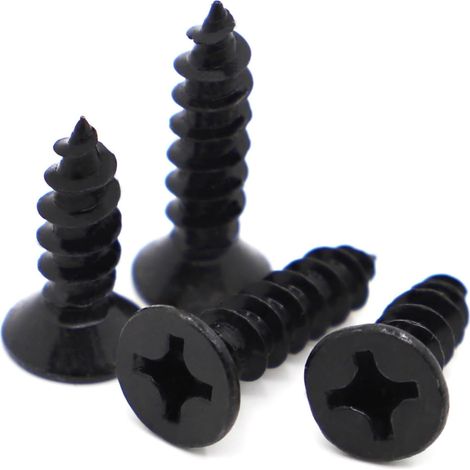 50/100 pièces M1 M1.2 M1.4 M1.7 M2 Longueur 3–16 mm petite vis à tôle tête fraisée Phillips noire en (1/2)